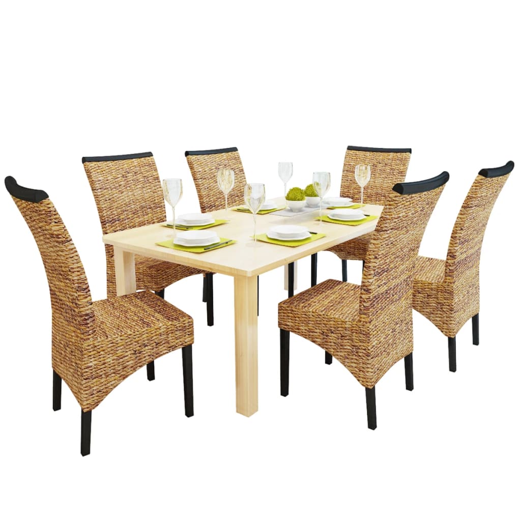 vidaXL Chaises de salle à manger 6pcs Bois solide de manguier et abaca