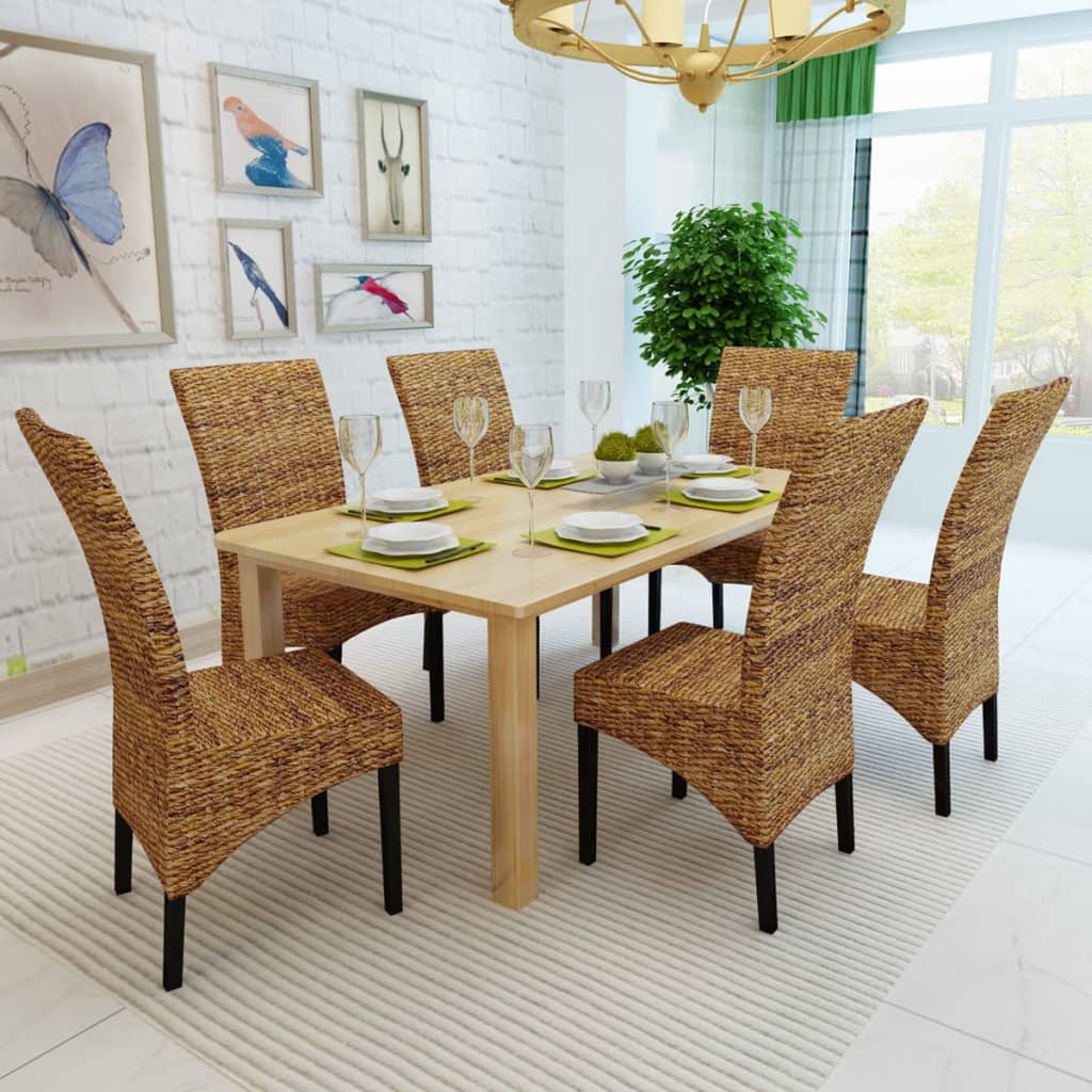 vidaXL Dining Chairs 6 pcs Abaca and Solid Mango Wood