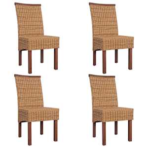 Jedilni stoli 4 kosi rjavi naravni ratan