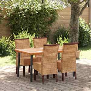 vidaXL Chaises &agrave; manger lot de 4 marron rotin naturel