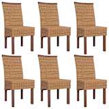 vidaXL Dining Chairs 6 pcs Rattan Brown