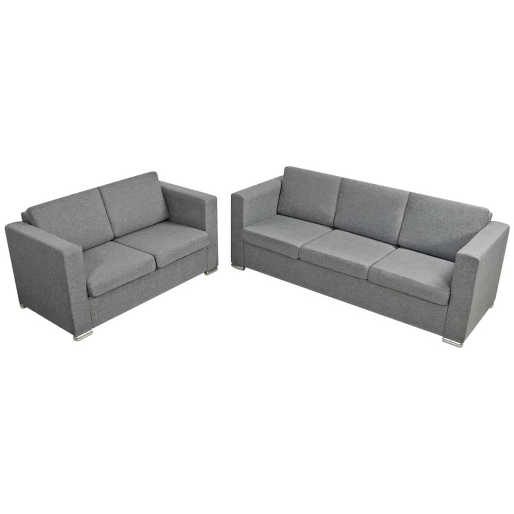 vidaXL Dvodijelni set sofa od tkanine svijetlosivi