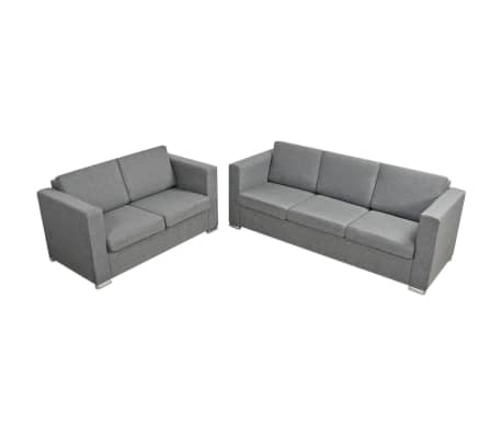 vidaXL Dvodijelni set sofa od tkanine svijetlosivi