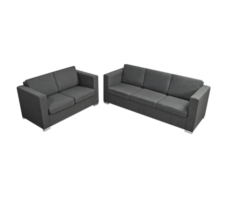 vidaXL Conjunto de sofás, 2 pçs, tecido cinzento escuro