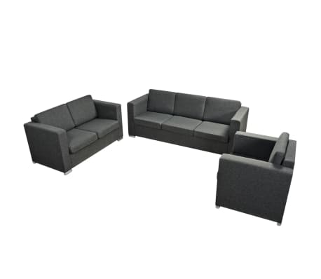 vidaXL Trodijelni set sofa od tkanina tamnosivi