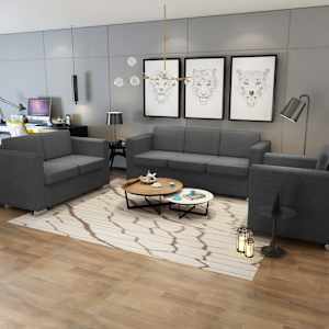 Sedežna garnitura 3-delna blago temno siva