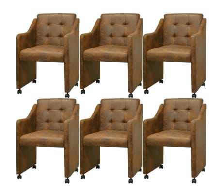 vidaXL Eetkamerstoelen 6 st kunstleer bruin | vidaXL.nl vidaXL Eetkamerstoelen 6 st kunstleer bruin | Retro