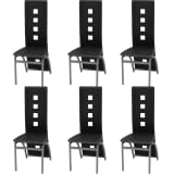 vidaXL Scaune de bucătărie din piele artificială, negru, 6 buc.
