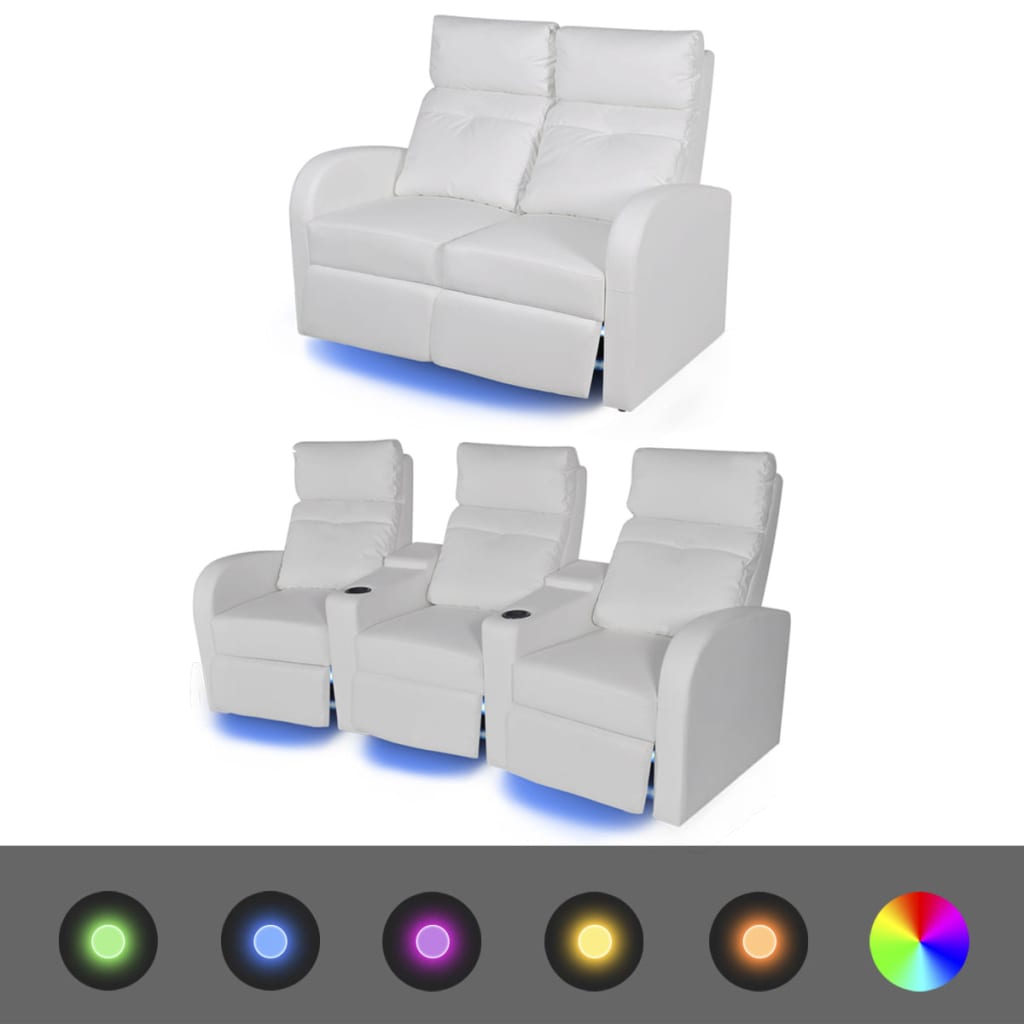 VIDAXL LED stoel set 2+3 zits kunstleer wit online kopen