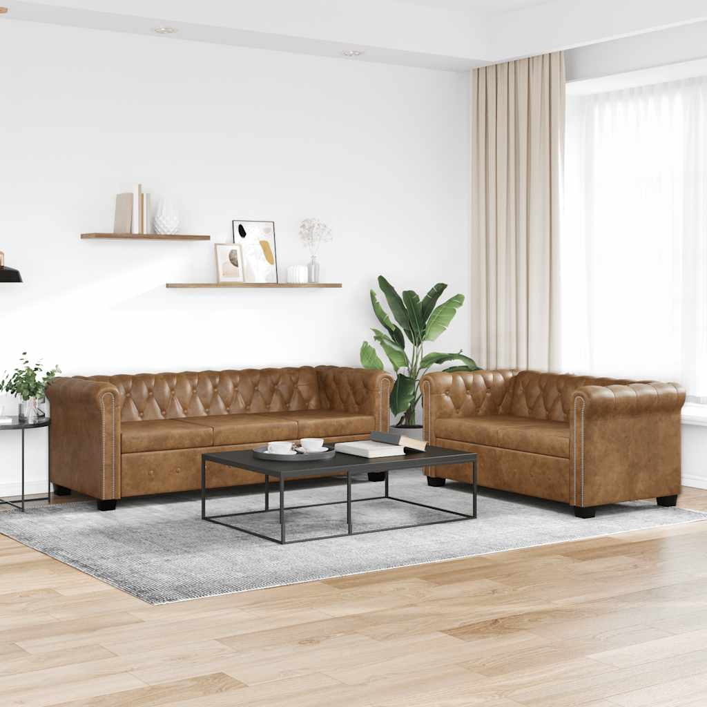 vidaXL Chesterfield-Sofas 2-Sitzer und 3-Sitzer Braun