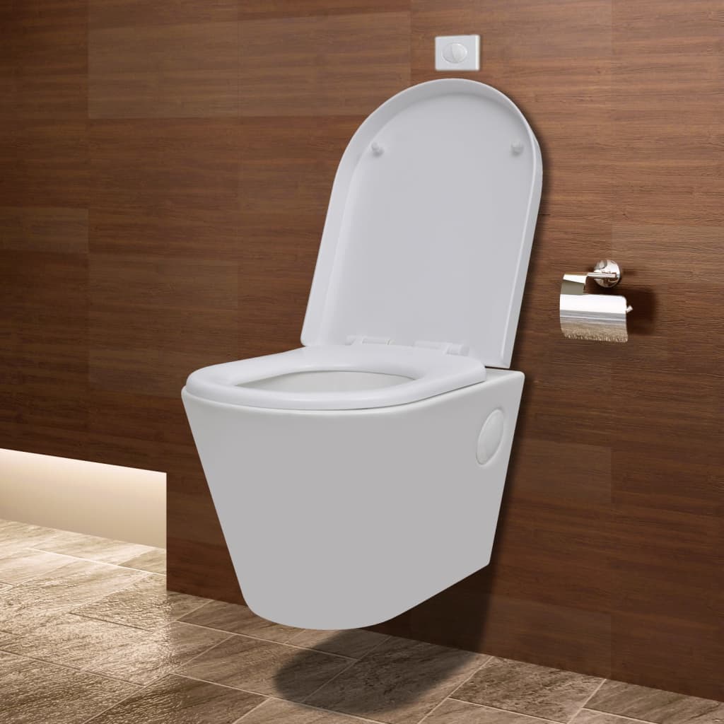 

vidaXL Hangend toilet met verborgen stortbak keramiek wit