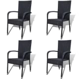 vidaXL Garden Dining Chairs 4 pcs Poly Rattan Black