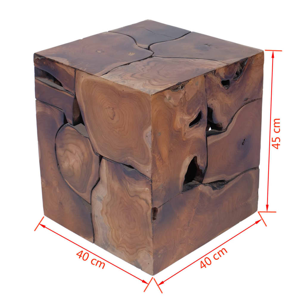 60 cm tömör tikfa dohányzóasztal / zsámoly