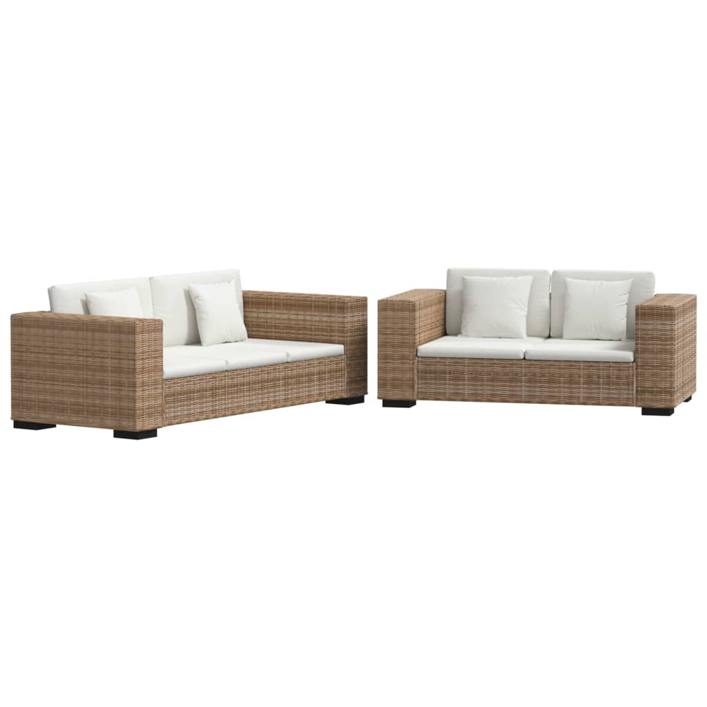 Sofa-Set 2-Sitzer und 3-Sitzer Echtes Rattan