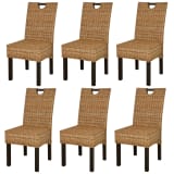 vidaXL Eetkamerstoelen 6 stuks Kubu rattan mangohout (3x243638)