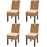 vidaXL Eetkamerstoel 4 stuks Kubu rattan mangohout