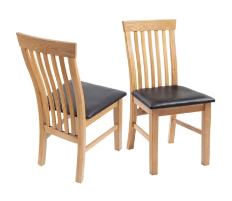 vidaXL Dining Chairs 6 pcs Solid Oak Wood and Faux Leather