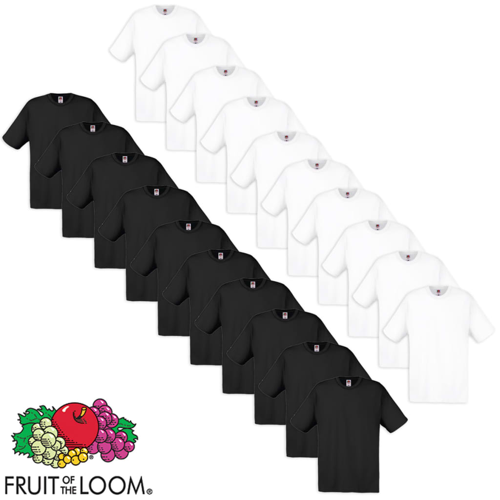 Fruit of the Loom T-paita 100% Puuvilla 20 kpl Valkoinen ja musta M