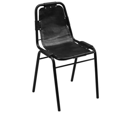 vidaXL Chaises &agrave; manger lot de 6 noir cuir v&eacute;ritable