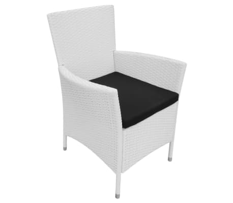 vidaXL Cadeiras de jardim 4 pcs com almofadões vime PE branco nata