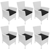 vidaXL Gartenstühle Essstühle 6 Stk. Poly Rattan Cremeweiß