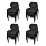 vidaXL Chaises de bureau empilables 16 pièces Tissu Noir