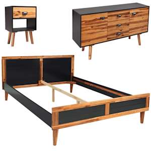 4dílný set nábytku do ložnice masivní akáciové dřevo 140x200 cm - obrázek 2