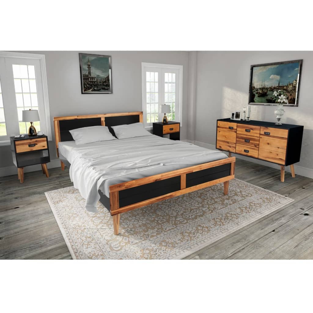 vidaXL Set mobilier dormitor, 4 piese, lemn masiv acacia, 180x200 cm vidaxl.ro