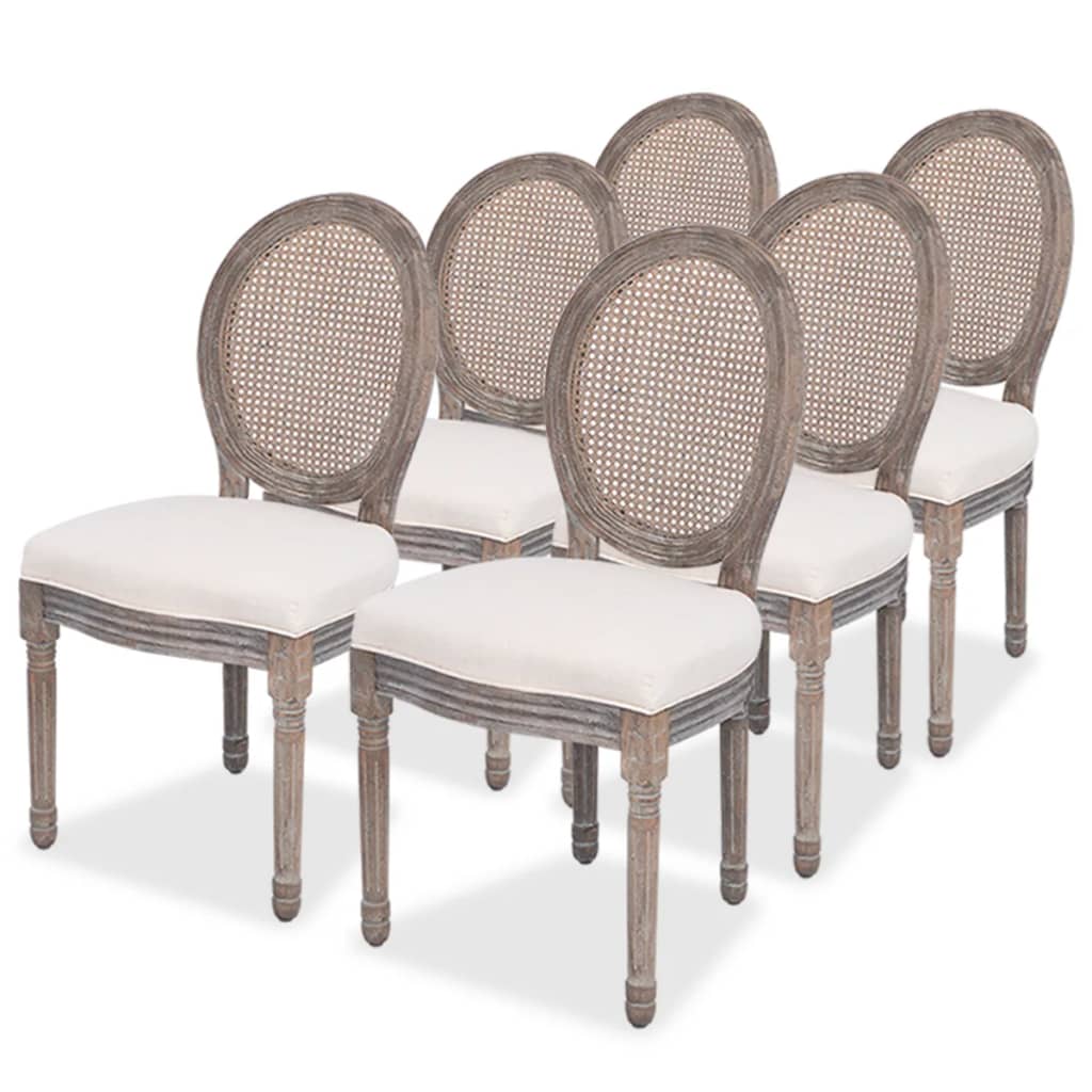 vidaXL Chaises de salle à manger 6 pcs Crème Tissu