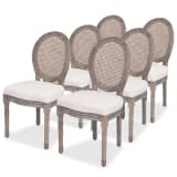vidaXL Dining Chairs 6 pcs Linen and Rattan