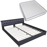 vidaXL Cama de casal com colchão de espuma memória preto 180x200cm