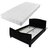 vidaXL Cama de casal + colchão, couro artificial 140x200 cm preto