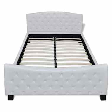 vidaXL Cama de casal com colchão em couro artificial branco 180x200 cm[4/12]