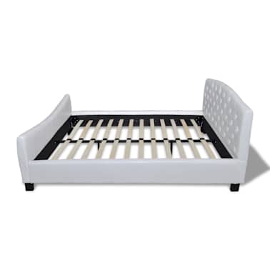 vidaXL Cama de casal com colchão em couro artificial branco 180x200 cm[5/12]