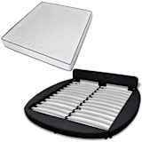 vidaXL Cama redonda c/ colchão 180x200 cm em couro artificial preto