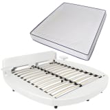 vidaXL Cama redonda com colchão 180x200 cm em couro artificial branco