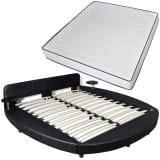 vidaXL Cama redonda c/ colchão 180x200 cm em couro artificial preto