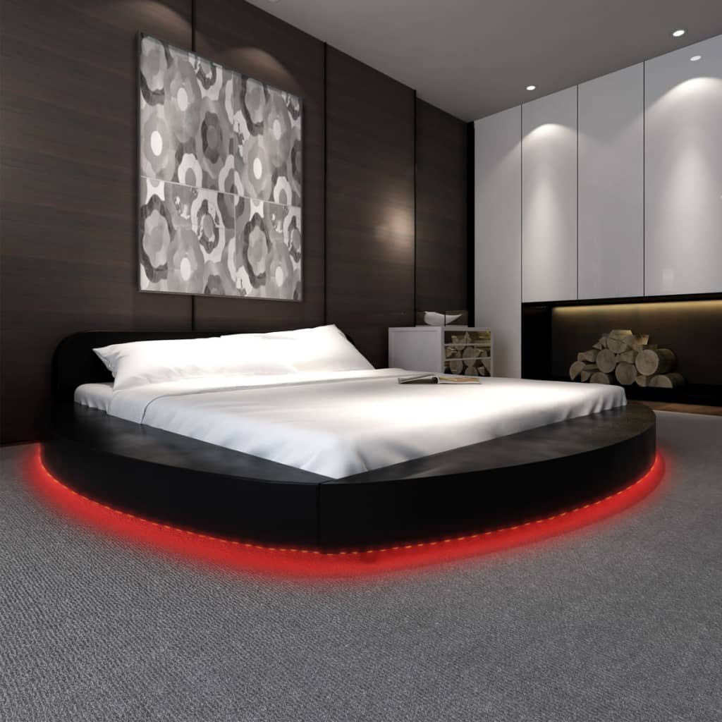 VidaXL - vidaXL Bed met matras en LED 180x200 cm rond kunstleer zwart