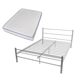 vidaXL Cama de casal + colchão espuma memória metal cinzento 140x200cm