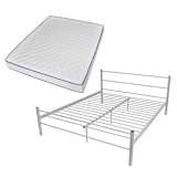 vidaXL Cama de casal + colchão espuma memória metal cinzento 160x200cm