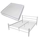 vidaXL Cama de casal + colchão espuma memória metal cinzento 180x200cm