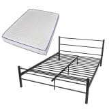 vidaXL Cama de casal + colchão espuma memória preto metal 140x200cm