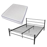 vidaXL Cama de casal + colchão espuma memória, metal preto 160x200cm