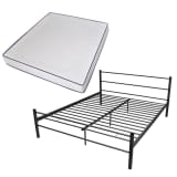 vidaXL Cama de casal + colchão espuma memória 180x200cm metal preto