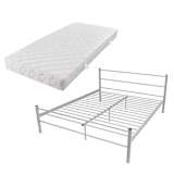 vidaXL Cama de casal metal + colchão, cinzento, 160x200cm