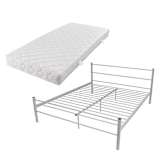 vidaXL Cama de casal metal com colchão, cinzento 180x200 cm
