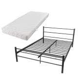 vidaXL Cama de casal + colchão 140x200 cm, metal preto