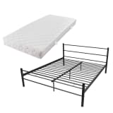 vidaXL Cama de casal metal preto com colchão 160x200