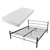 vidaXL Cama de casal com colchão metal preto 180x200 cm