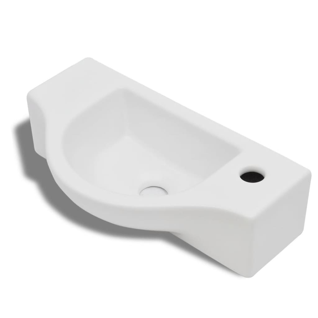 

vidaXL Bathroom Basin with Faucet Hole Ceramic White